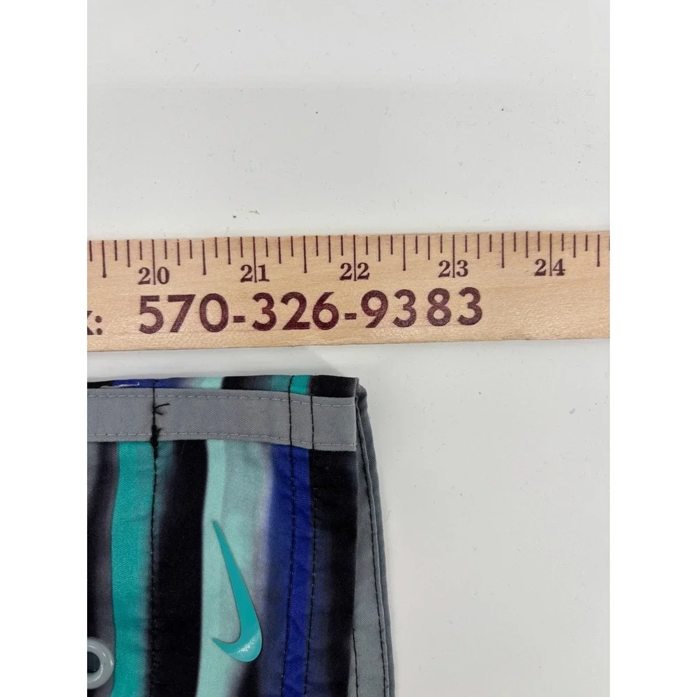 Nike Swim Board Shorts Mens Large Multicolor Striped Drawstring Beach Trunks